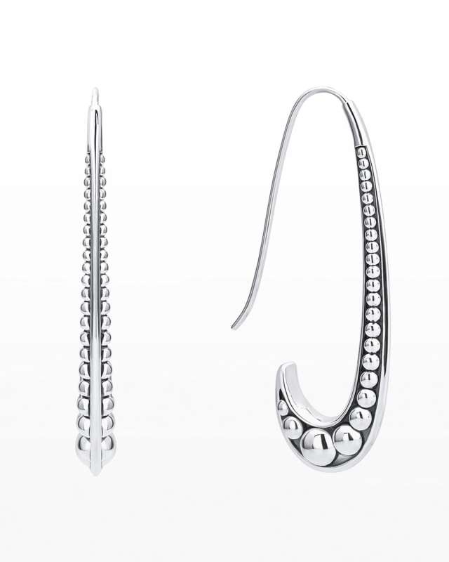 Signature Caviar Hook-Shaped Wire Drop Earrings